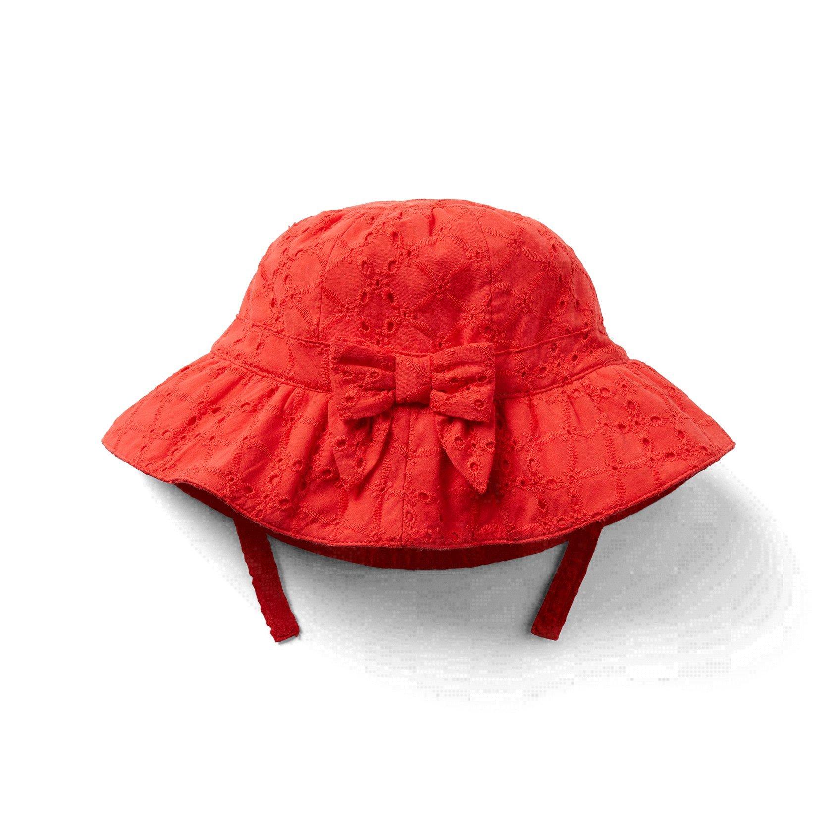 Newborn Tomato Red Baby Eyelet Bucket Hat by Janie and Jack