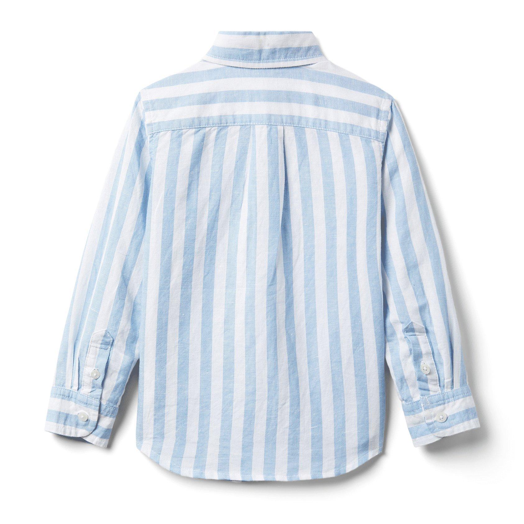 Striped Linen Roll-Cuff Shirt  image number 1