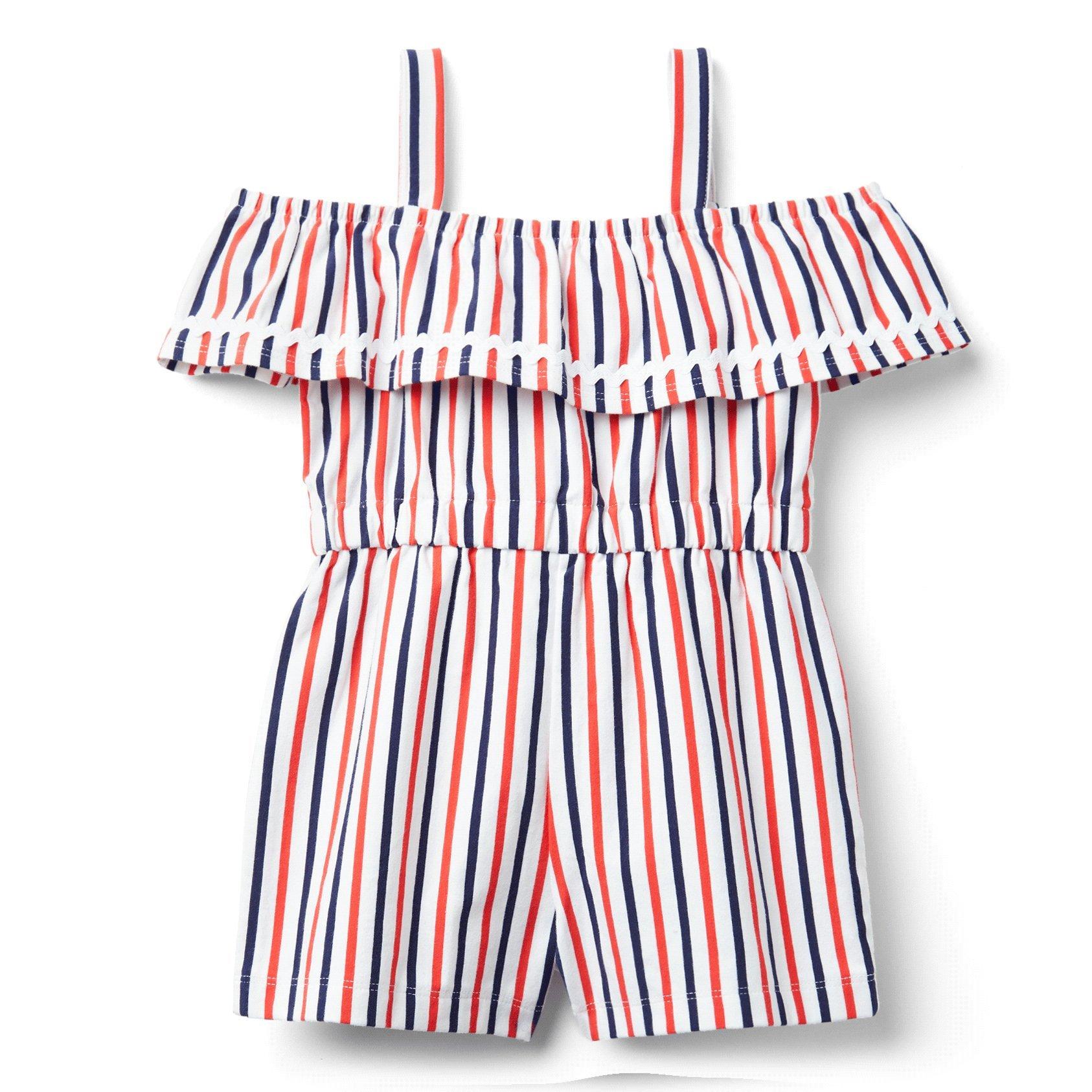 Striped Cold Shoulder Romper image number 4