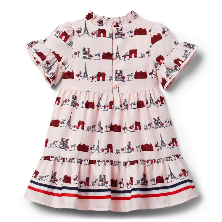 NEW Girls Boutique Eiffel Tower Paris Short Sleeve White Ruffle Dress 5 6 7 8 