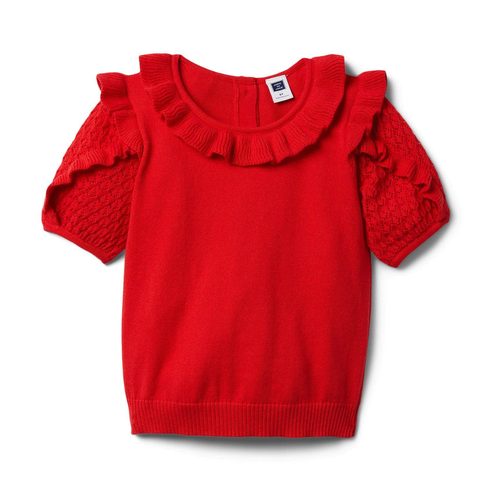 Pointelle Short Sleeve Sweater  image number 0