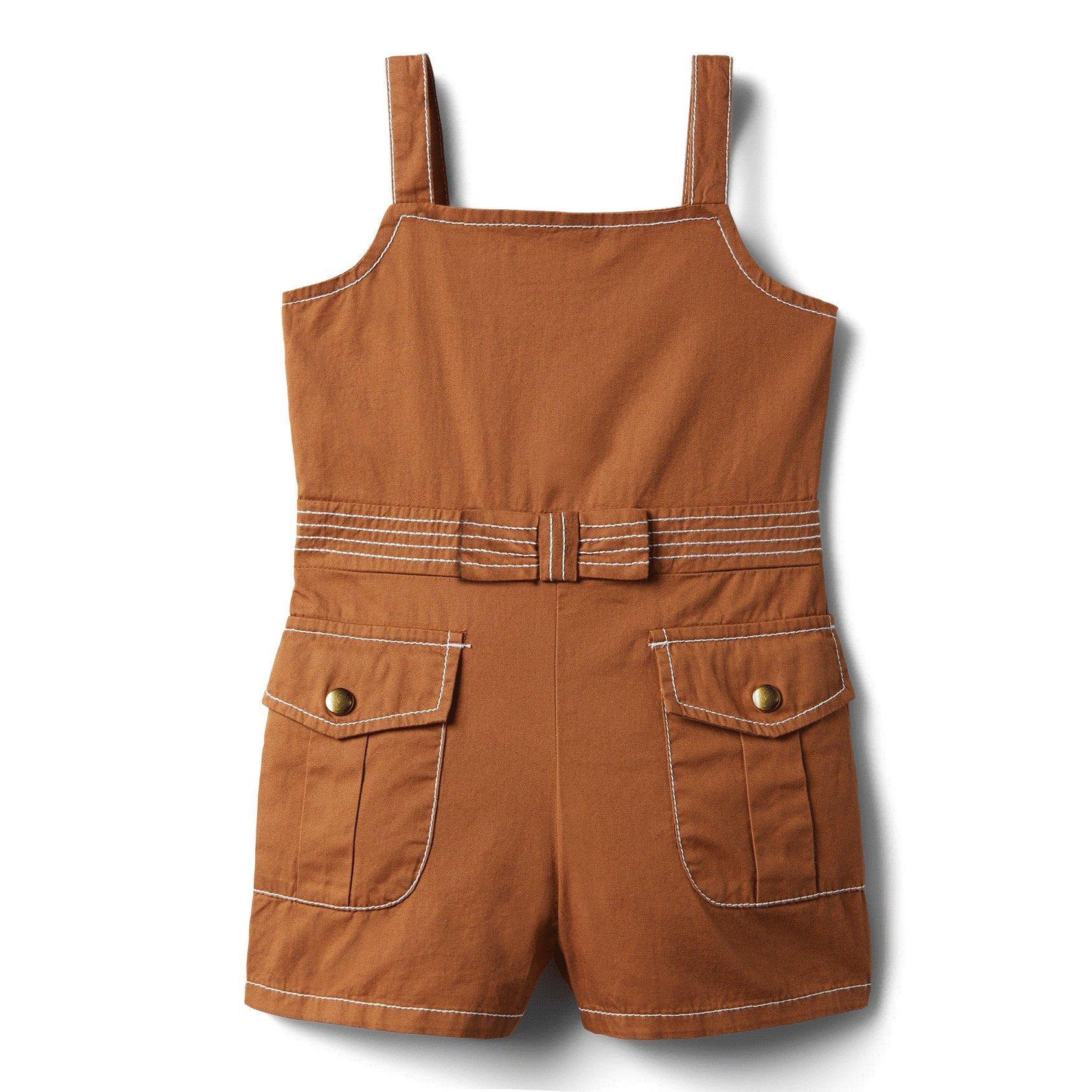 Twill Contrast Stitch Romper image number 0