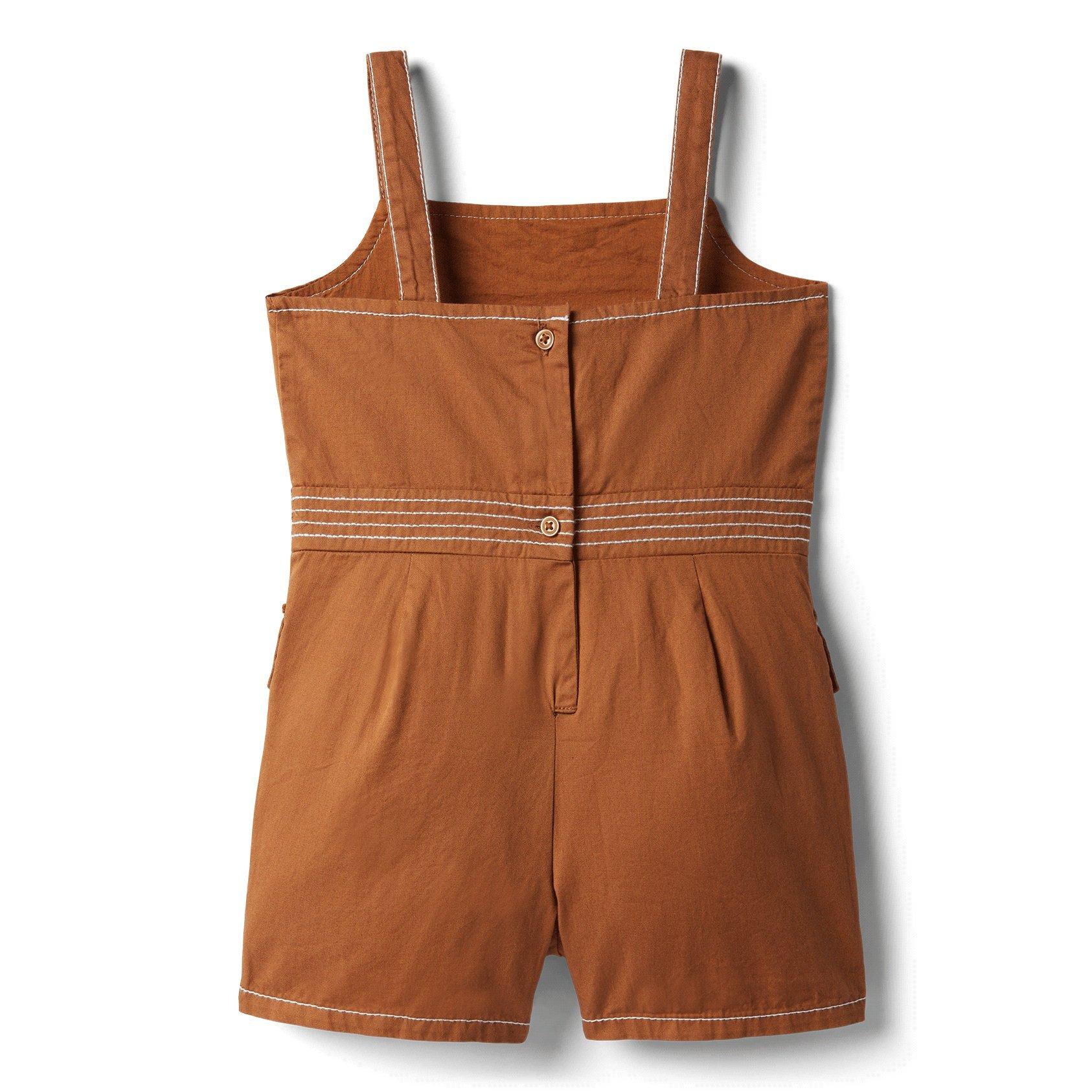 Twill Contrast Stitch Romper image number 4