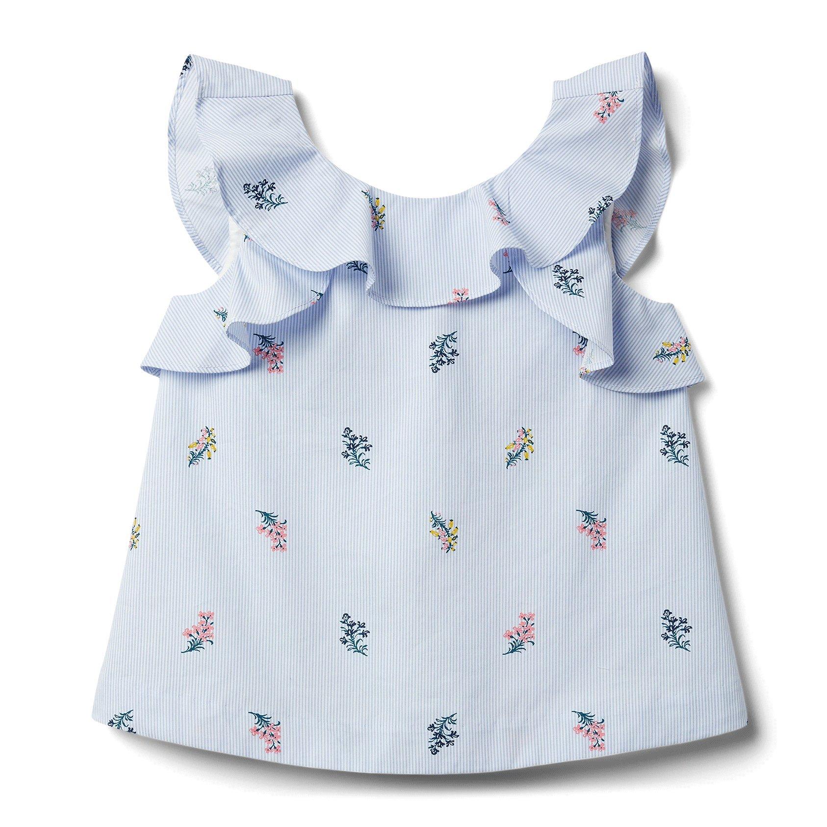 Floral Striped Ruffle Top  image number 0