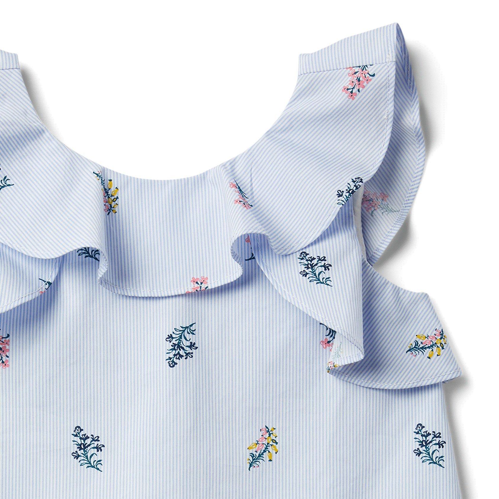 Floral Striped Ruffle Top  image number 2