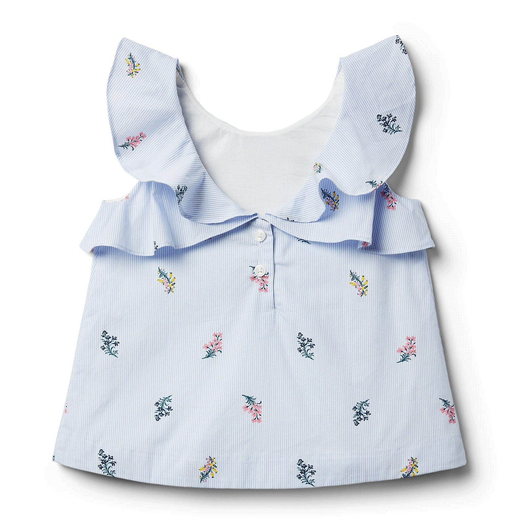 Floral Striped Ruffle Top  image number 1
