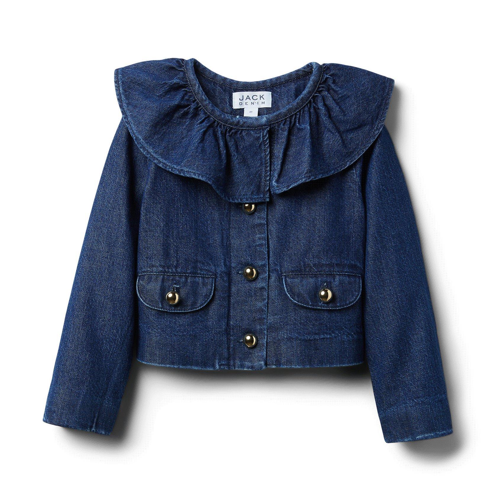 Girl Arden Dark Wash Ruffle Denim Jacket by Janie and Jack