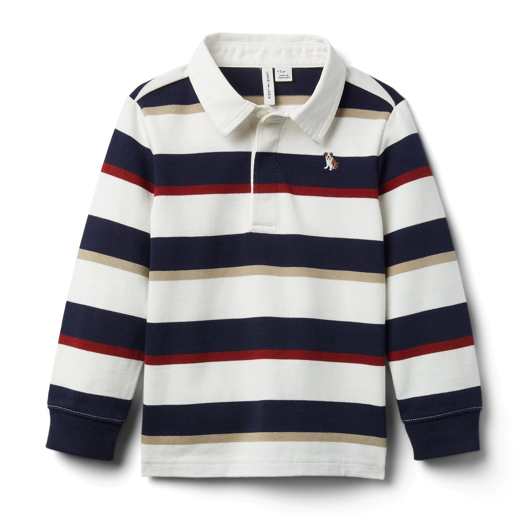 Boy Connor Navy Stripe Striped Rugby Shirt by Janie and Jack