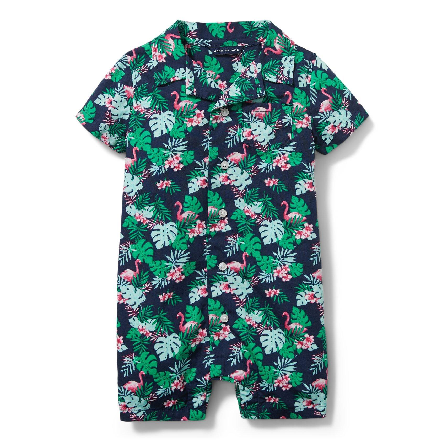 Baby Flamingo Polo Romper image number 0