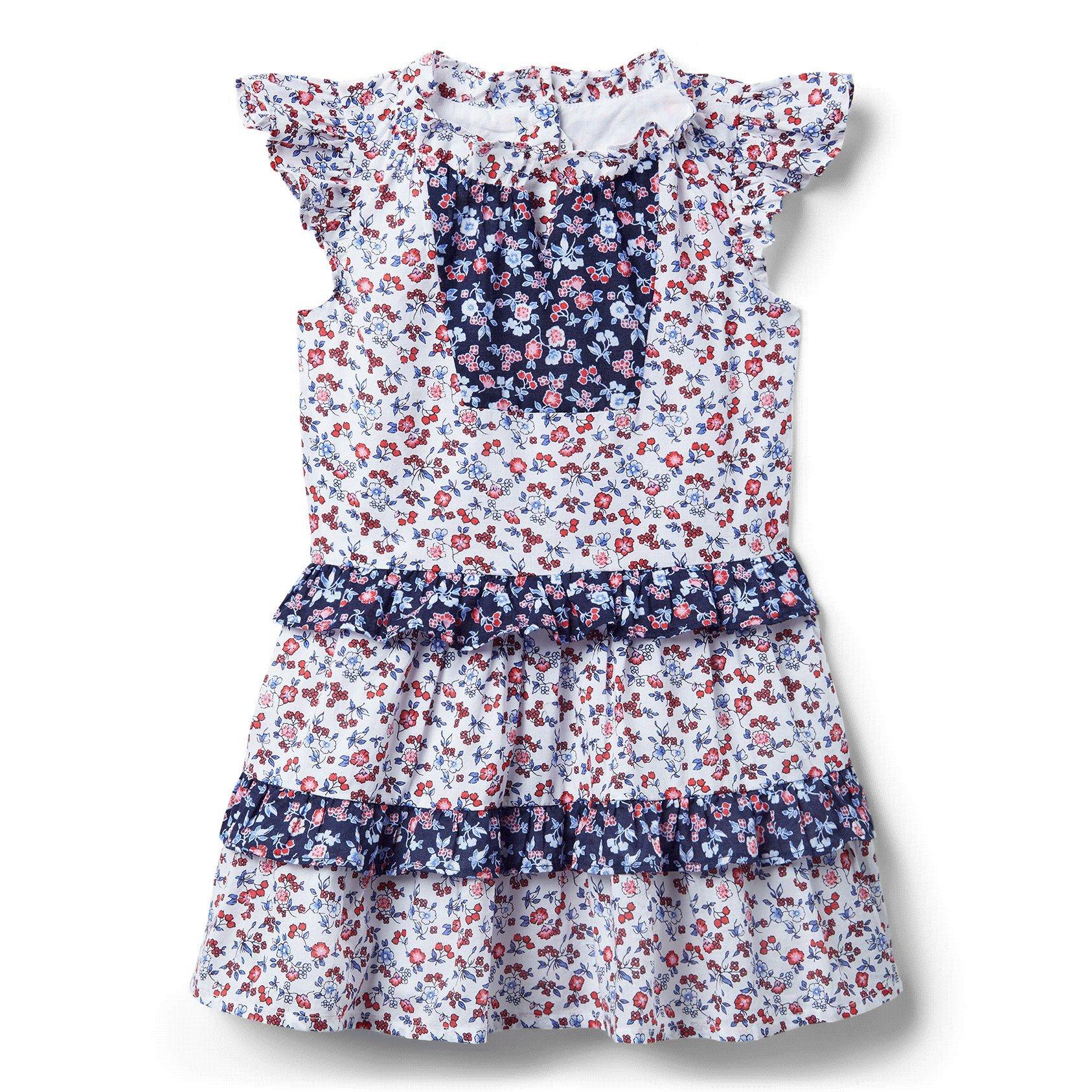 Ditsy Floral Colorblocked Ruffle Dress image number 0