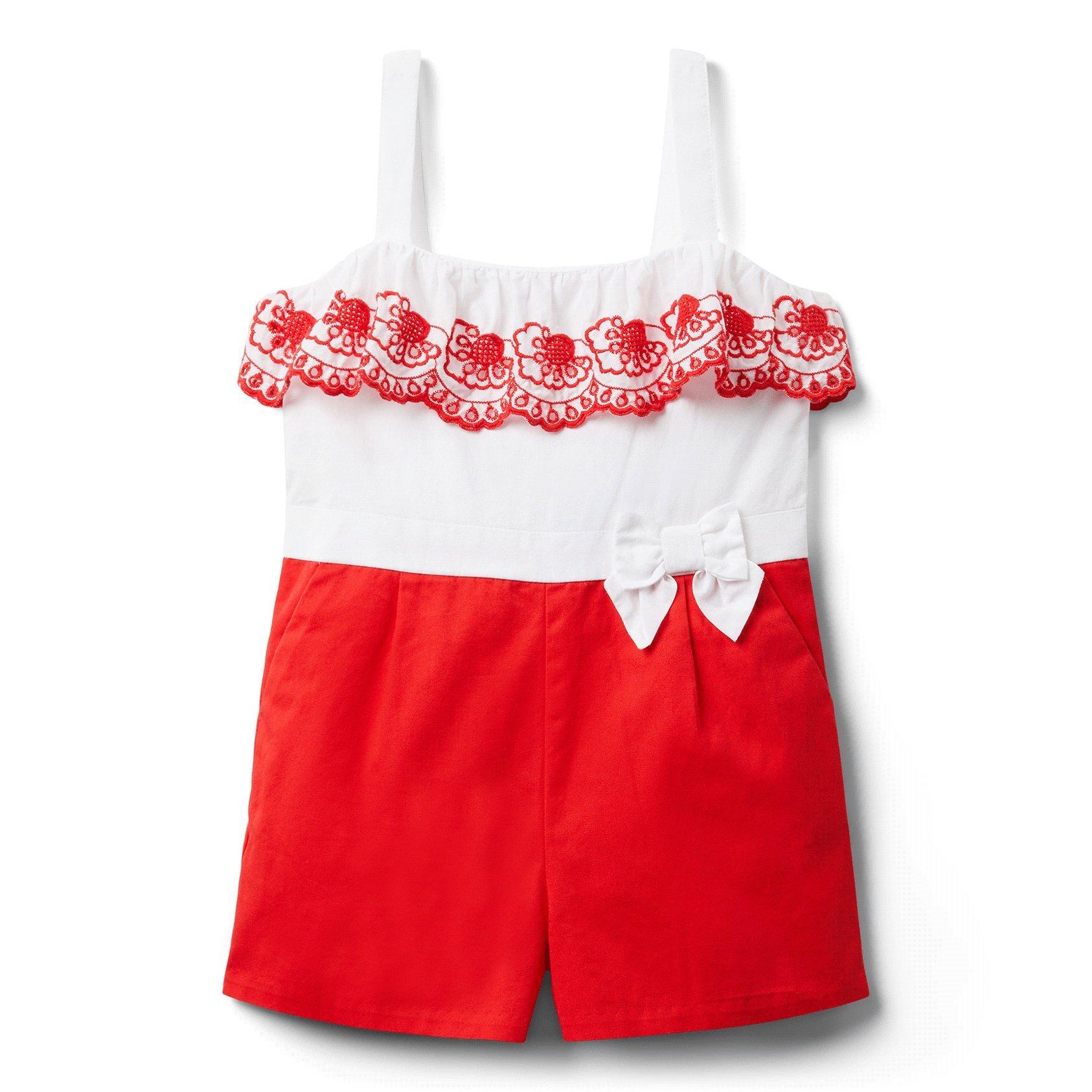 Eyelet Ruffle Colorblocked Romper image number 0