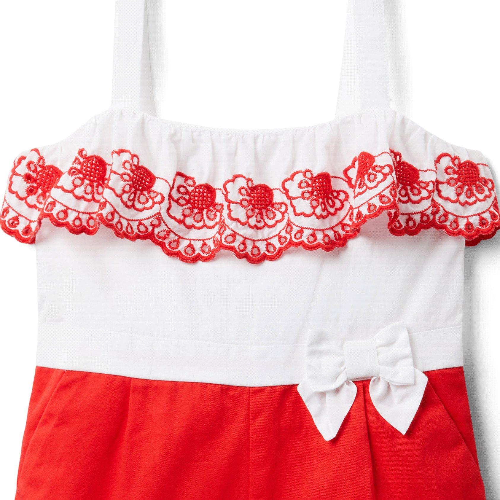 Eyelet Ruffle Colorblocked Romper image number 1