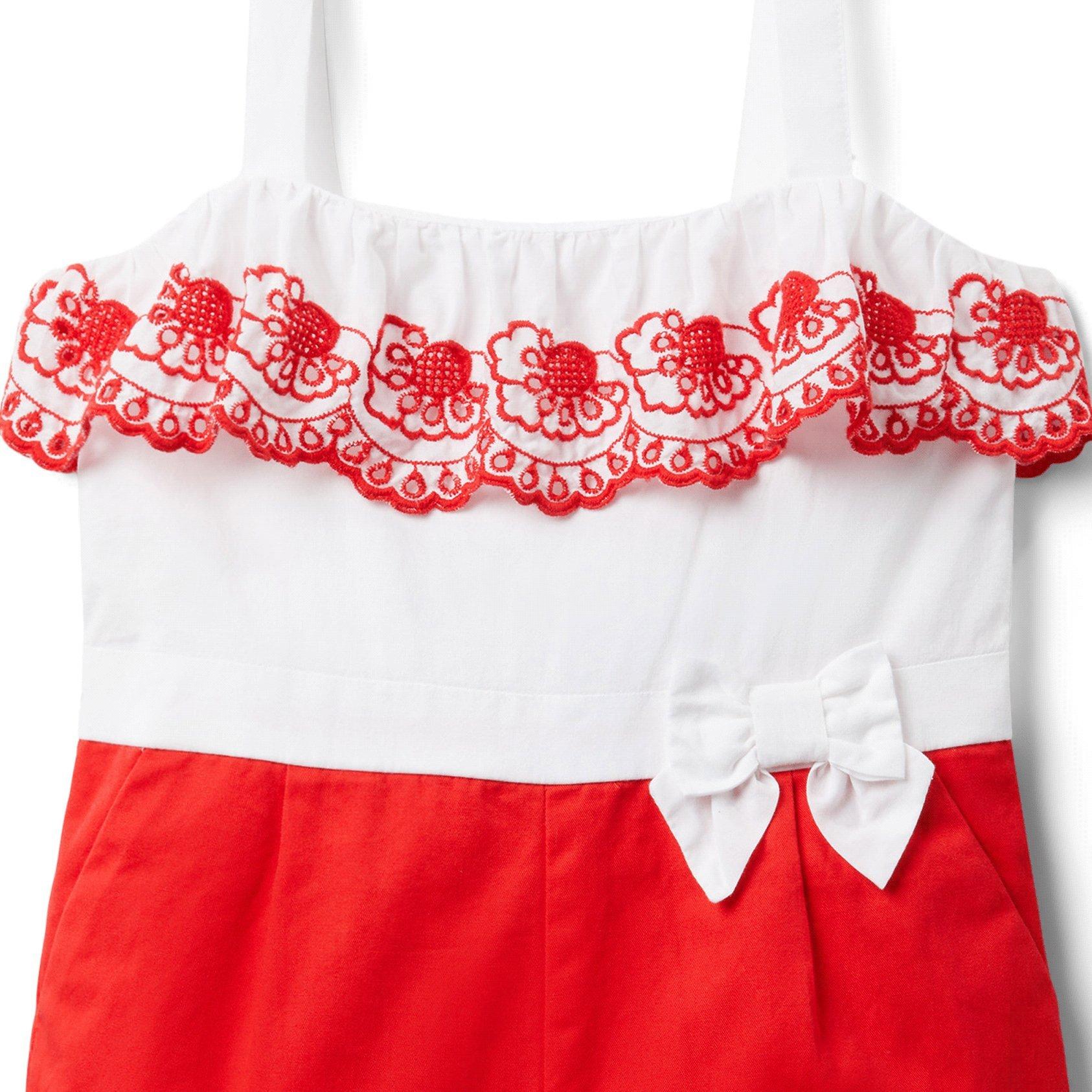 Eyelet Ruffle Colorblocked Romper image number 2