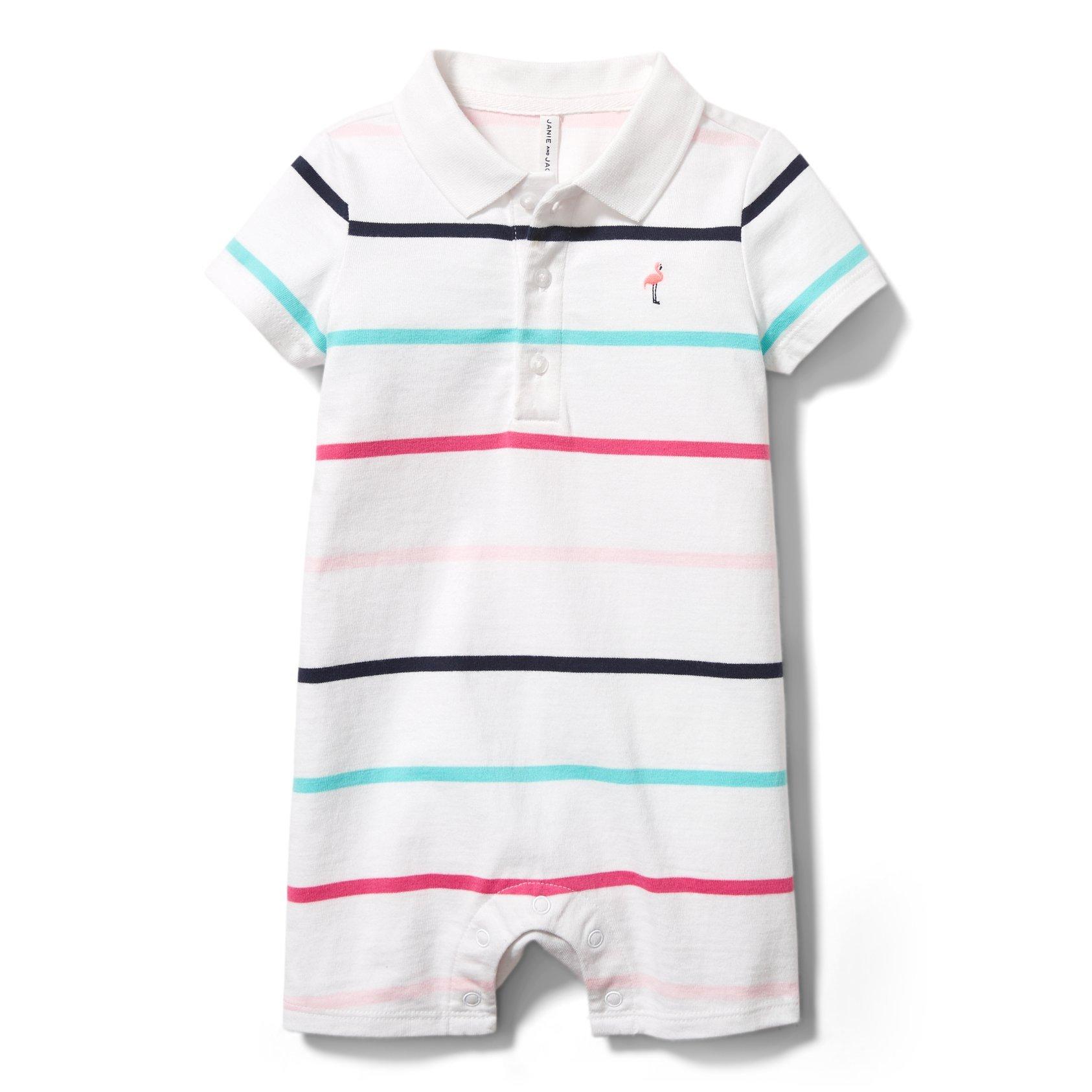 Baby Striped Polo Romper