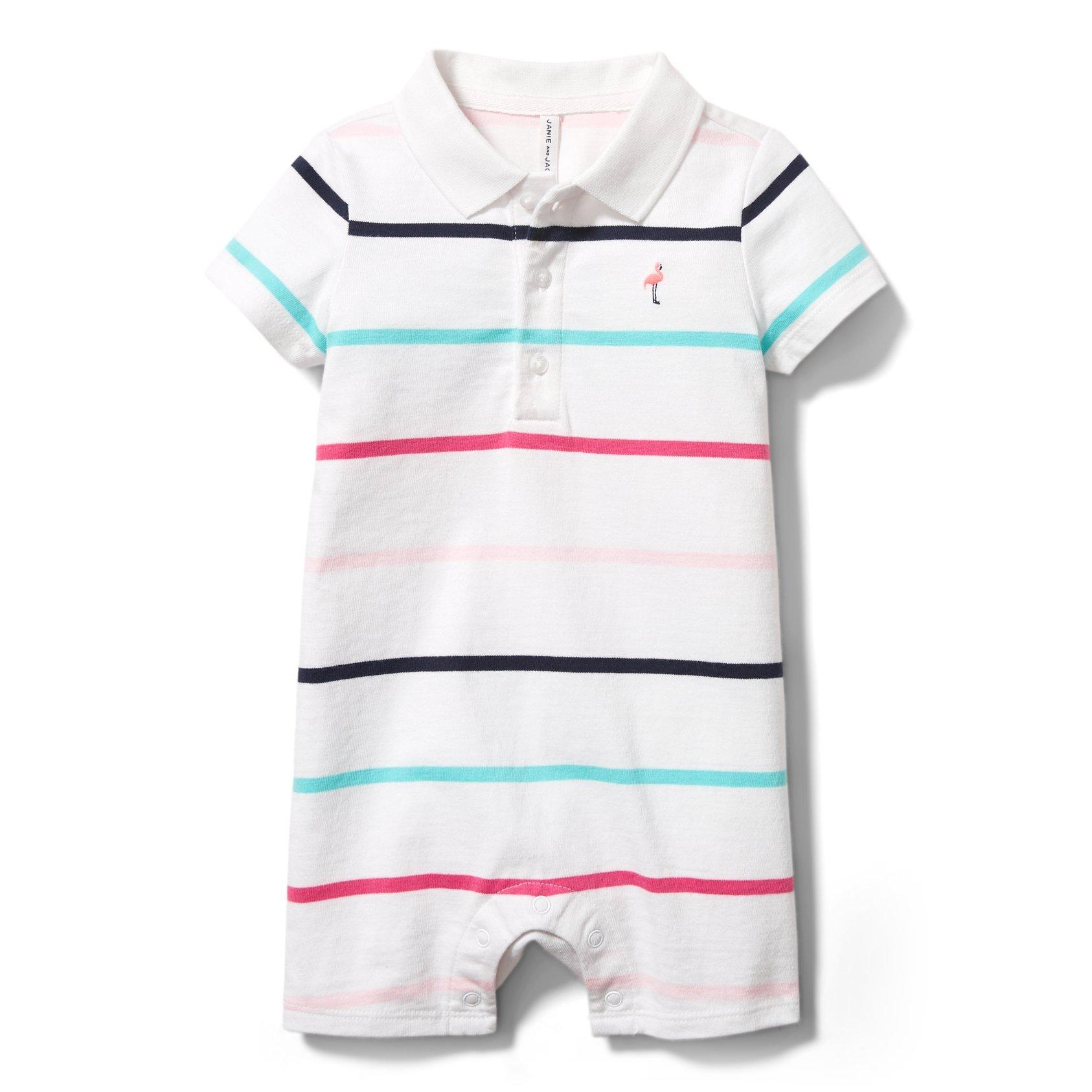 Baby Striped Polo Romper image number 0