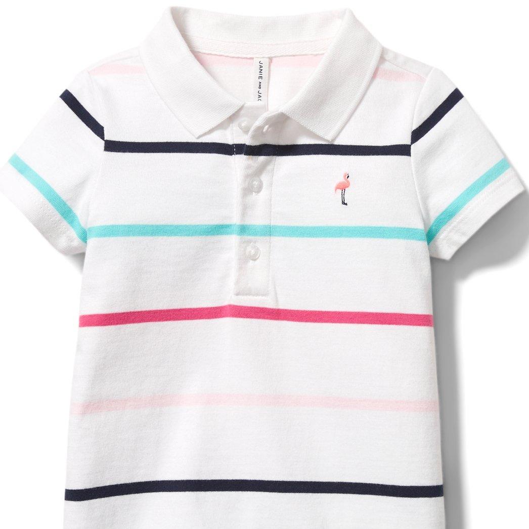 Baby Striped Polo Romper image number 1