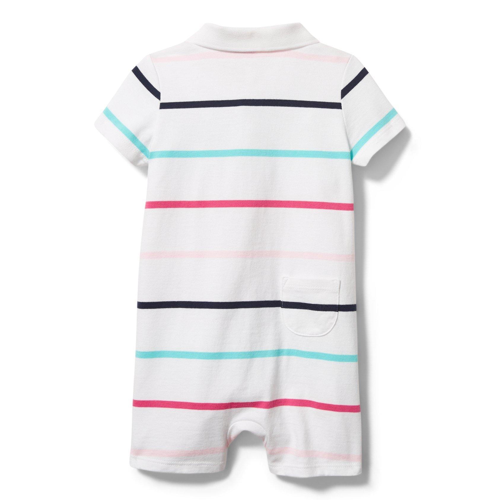 Baby Striped Polo Romper image number 2