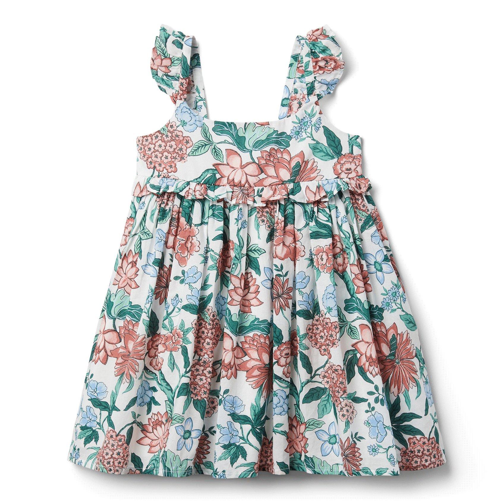 Jet Ivory Floral Floral Flutter Strap Dress by Janie and Jack