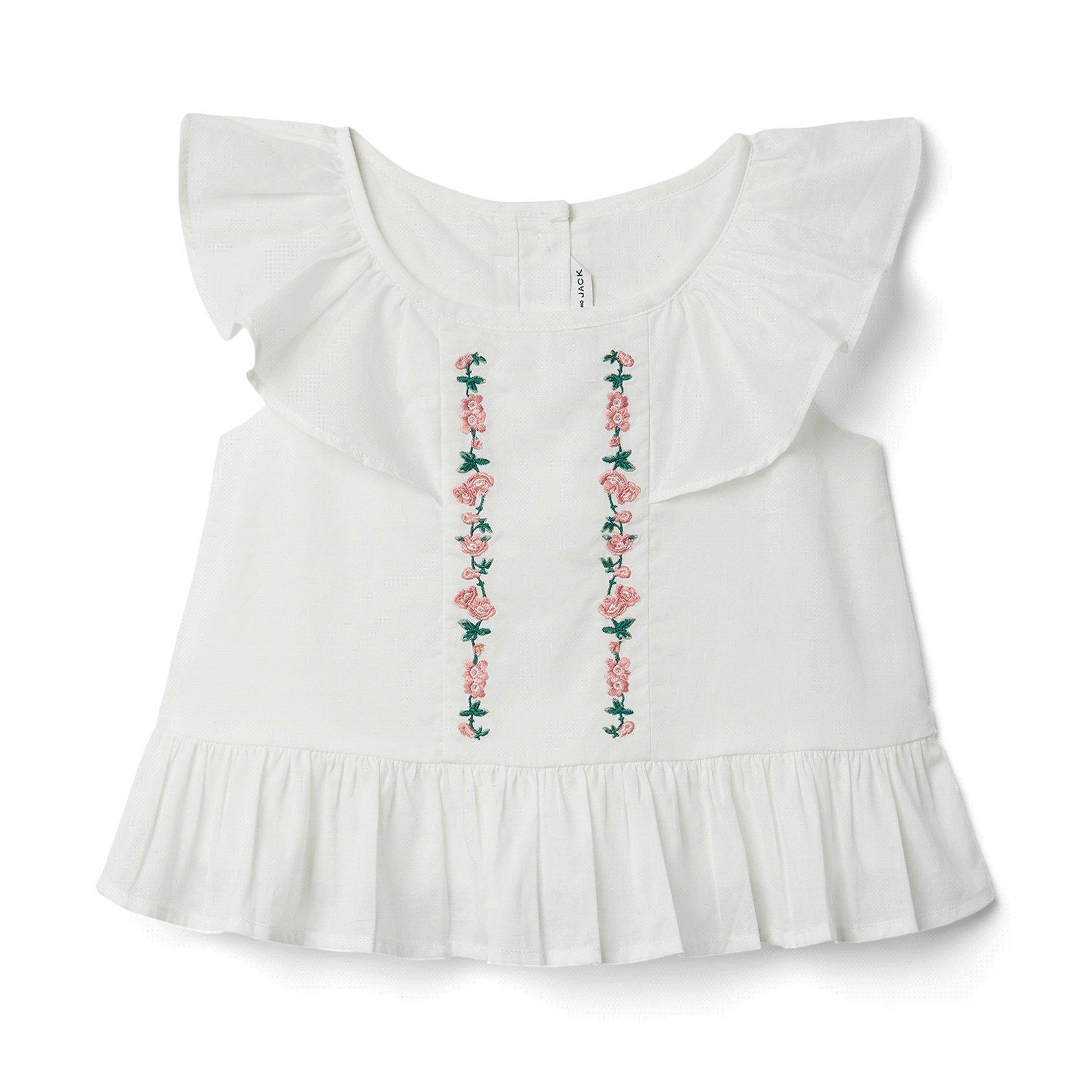 Embroidered Ruffle Top  image number 0