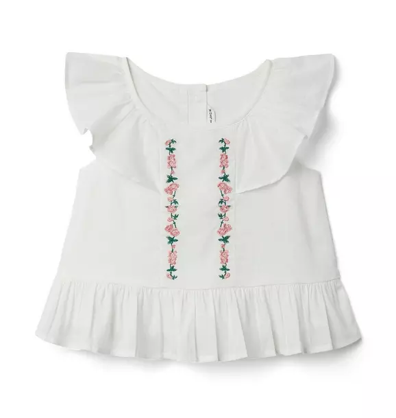 Embroidered Ruffle Top 