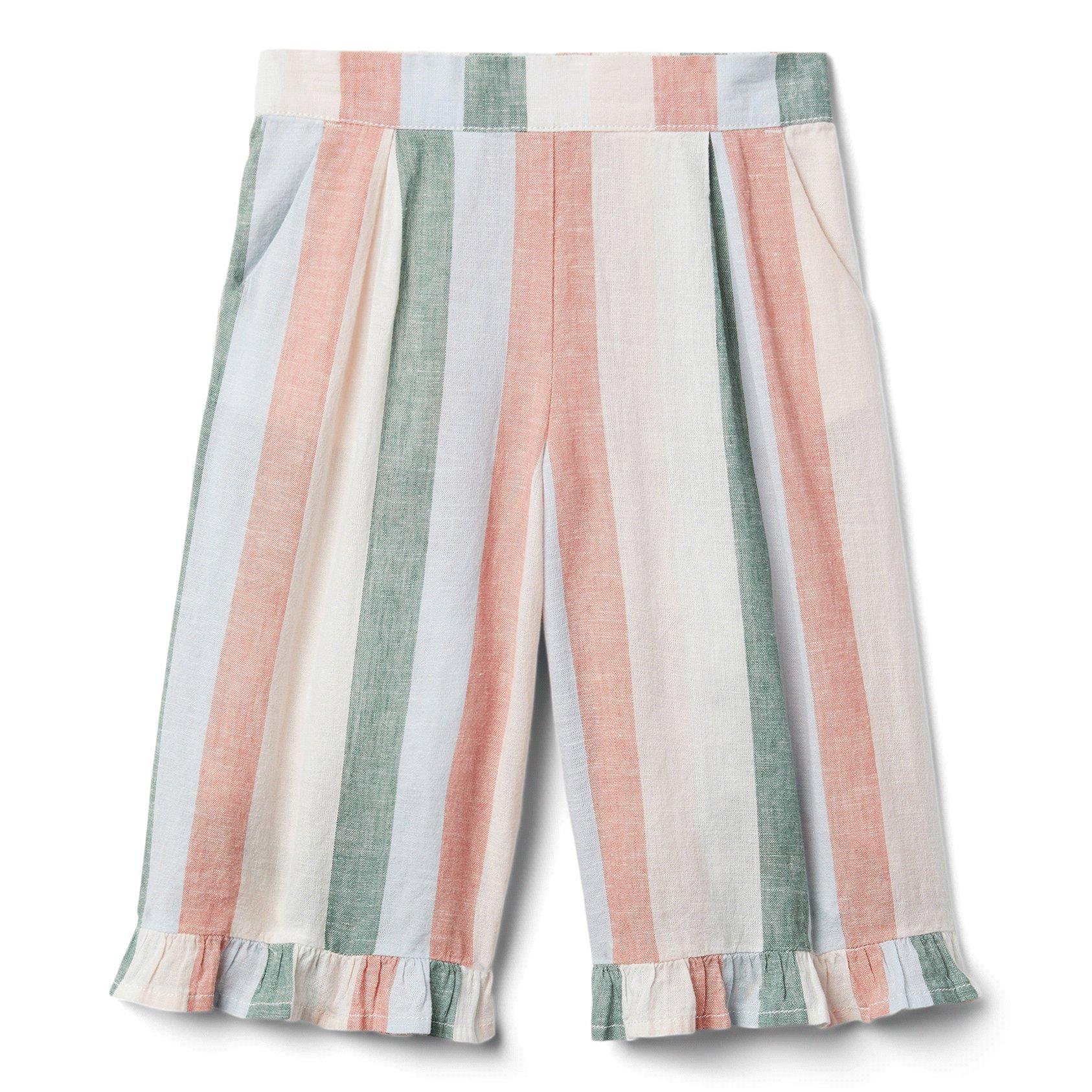 Striped Ruffle Wide-Leg Pant  image number 0