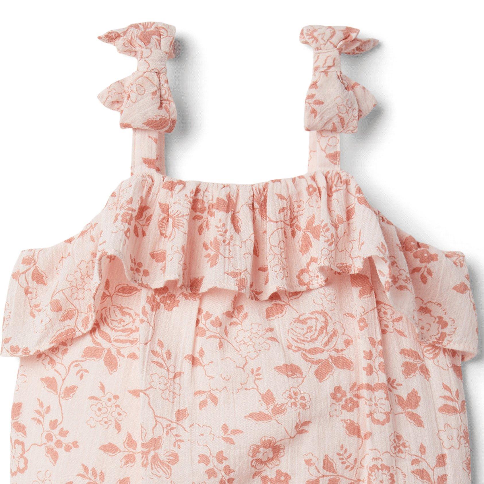 Baby Floral Bow Strap Romper image number 2