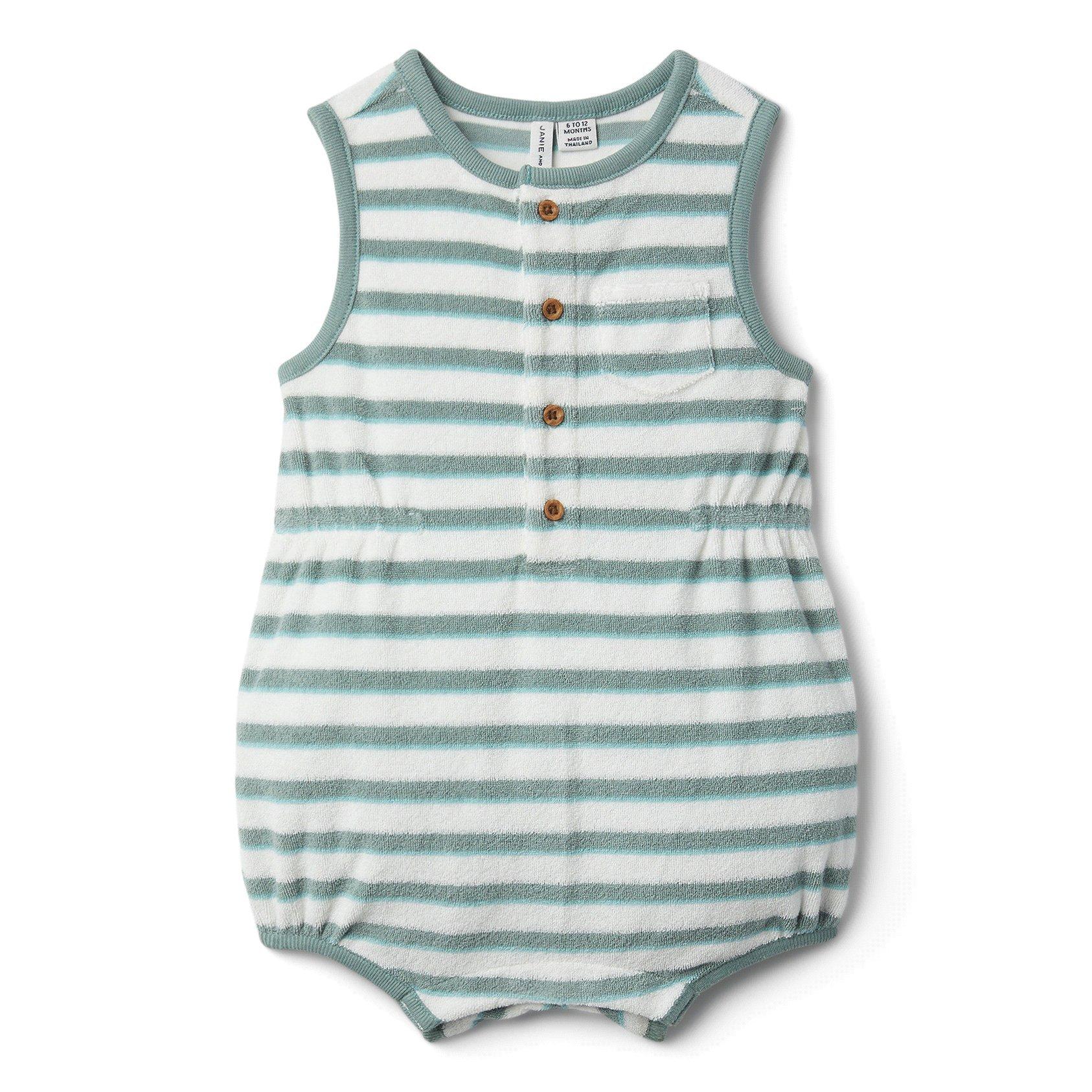 Baby Striped Terry Romper  image number 0