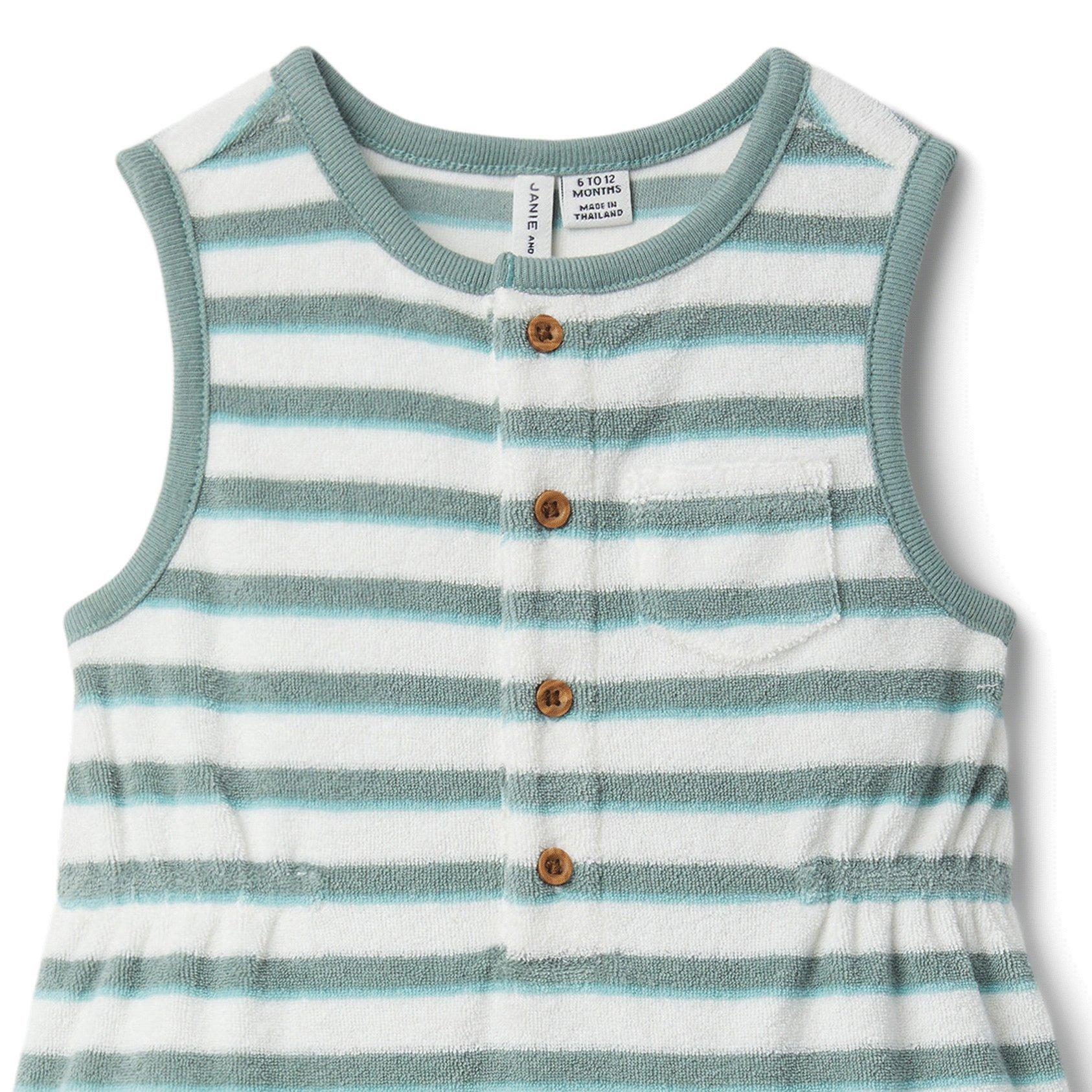 Baby Striped Terry Romper  image number 2