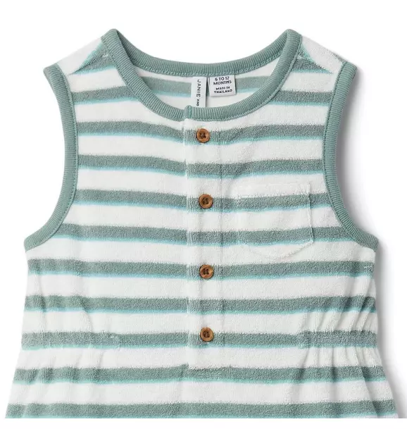 Baby Striped Terry Romper  image number 2