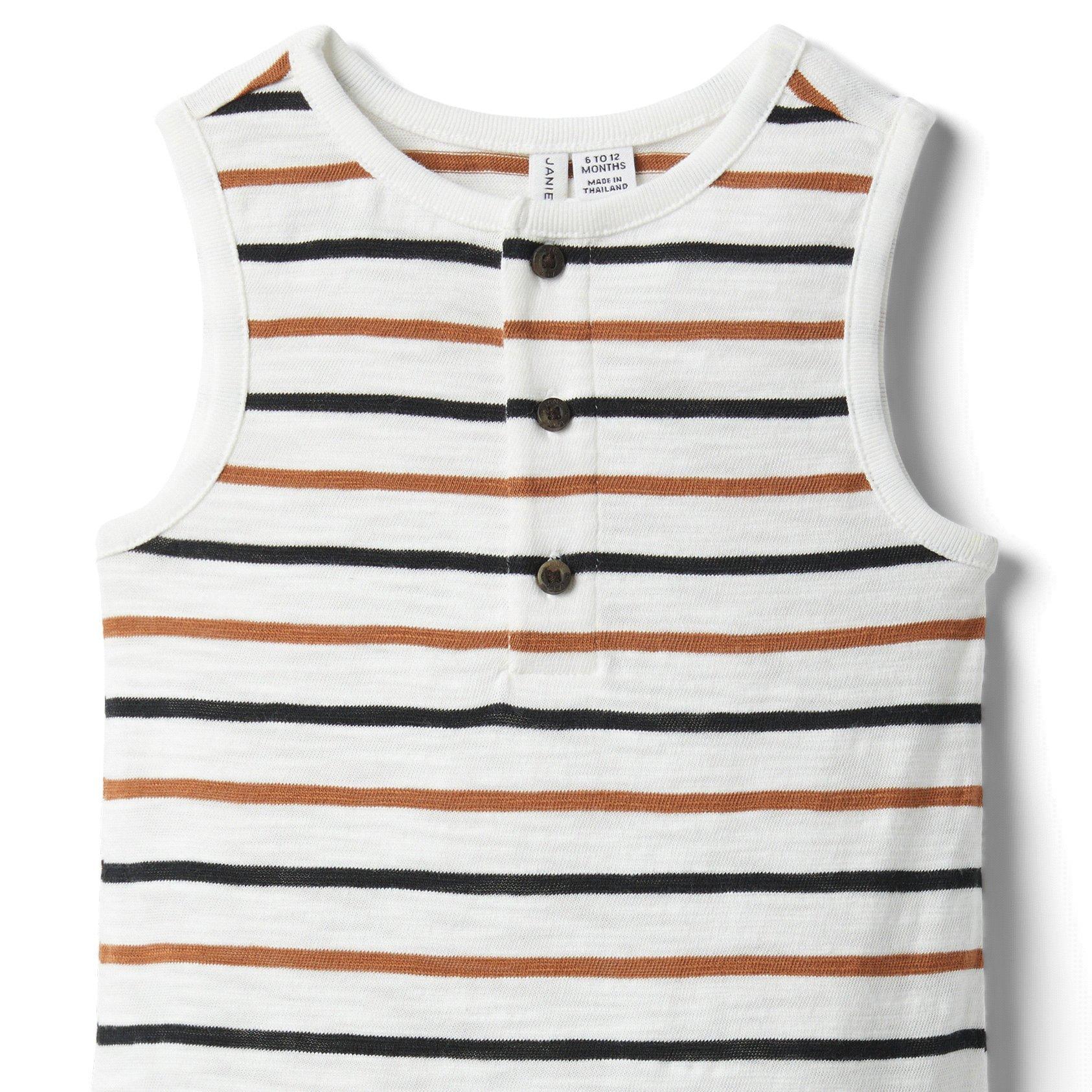 Baby Striped Roll-Cuff Romper image number 1