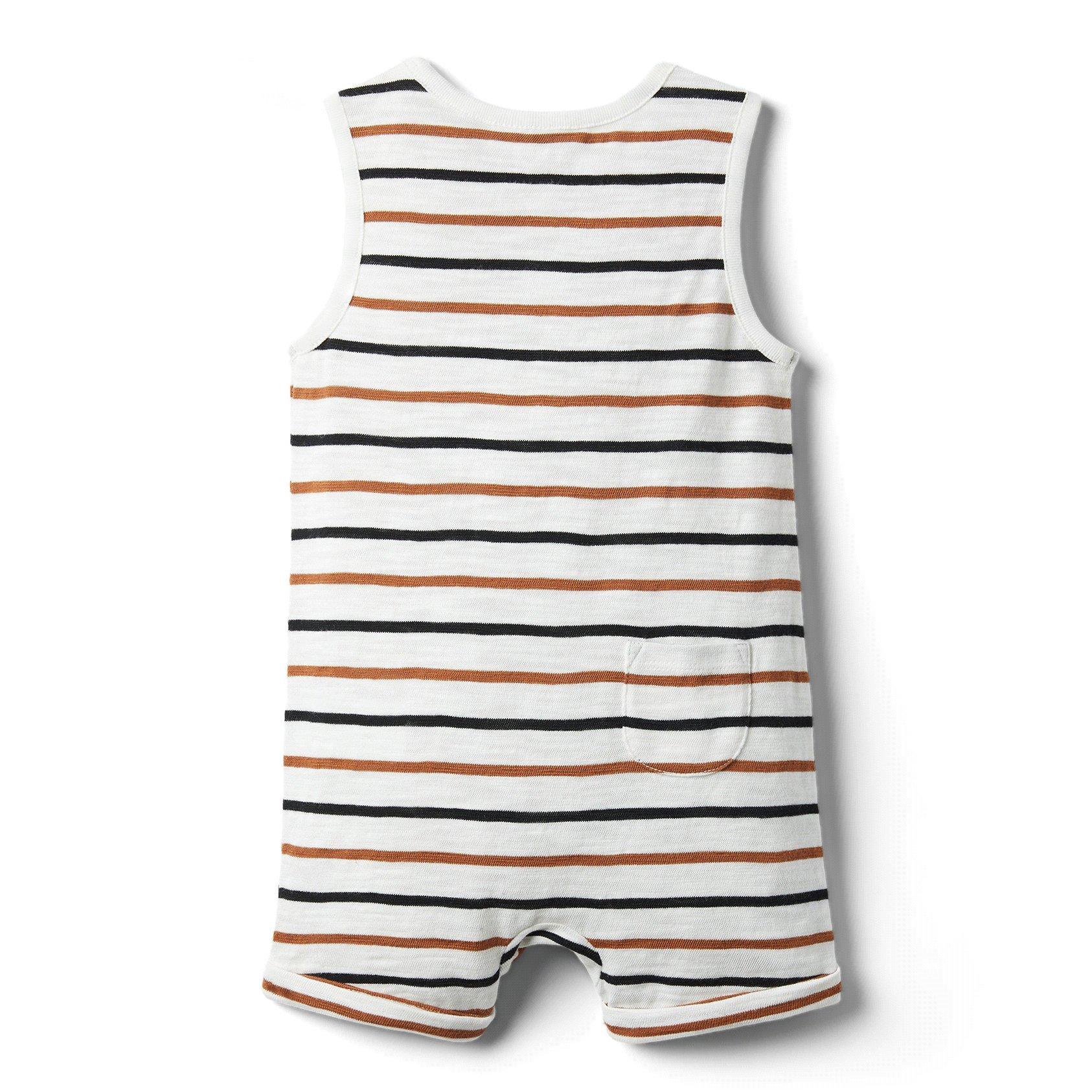 Baby Striped Roll-Cuff Romper image number 2