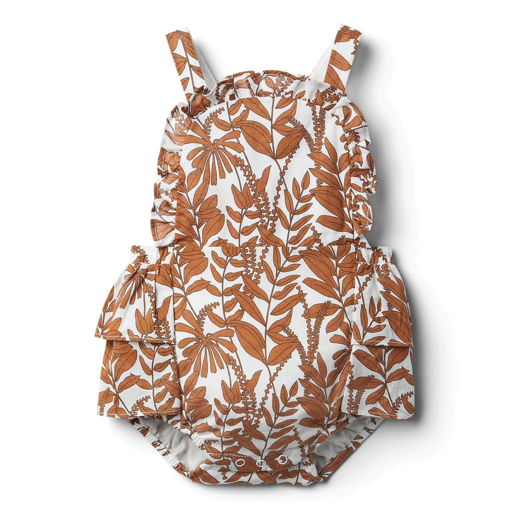 Baby Vine Print Ruffle Shortall image number 0