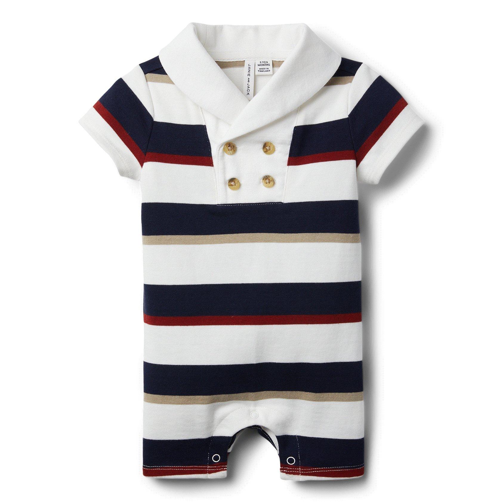 Baby Striped Rugby Romper  image number 0