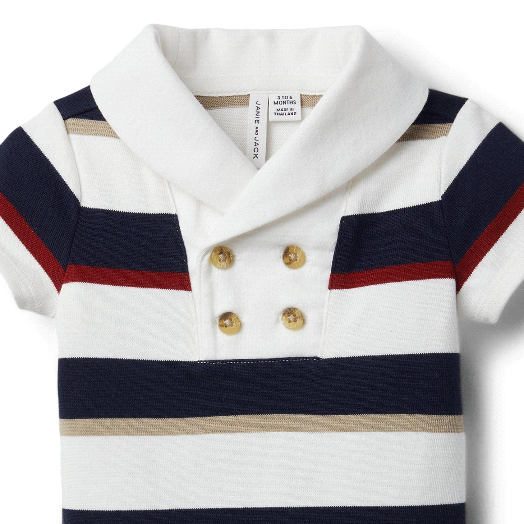 Baby Striped Rugby Romper  image number 2