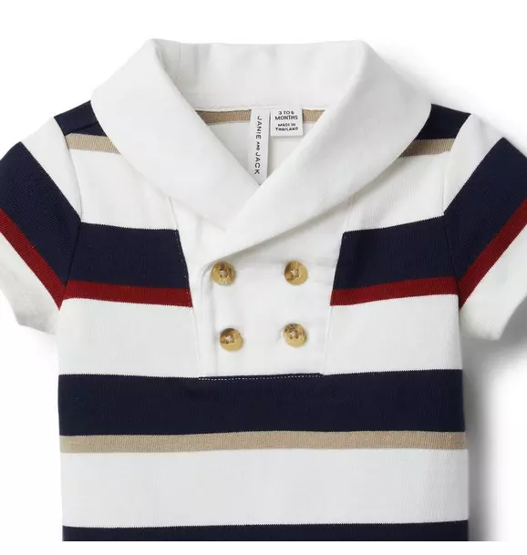 Baby Striped Rugby Romper  image number 2