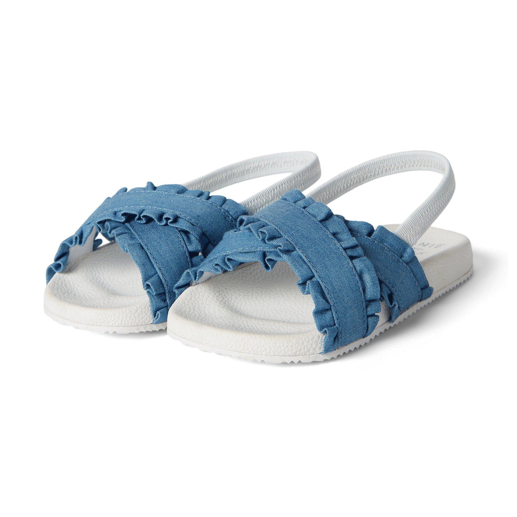 CHAMBRAY CROSSOVER SLIDES