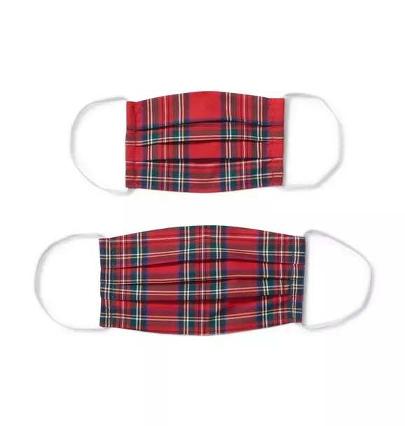 Holiday Red Plaid Adult And Kid Mask 2-Pack image number 0