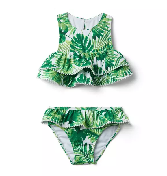 Palm Ruffle 2-Piece Swimsuit