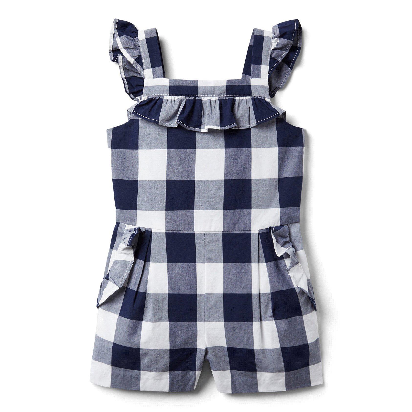 Gingham Flutter Sleeve Romper image number 0