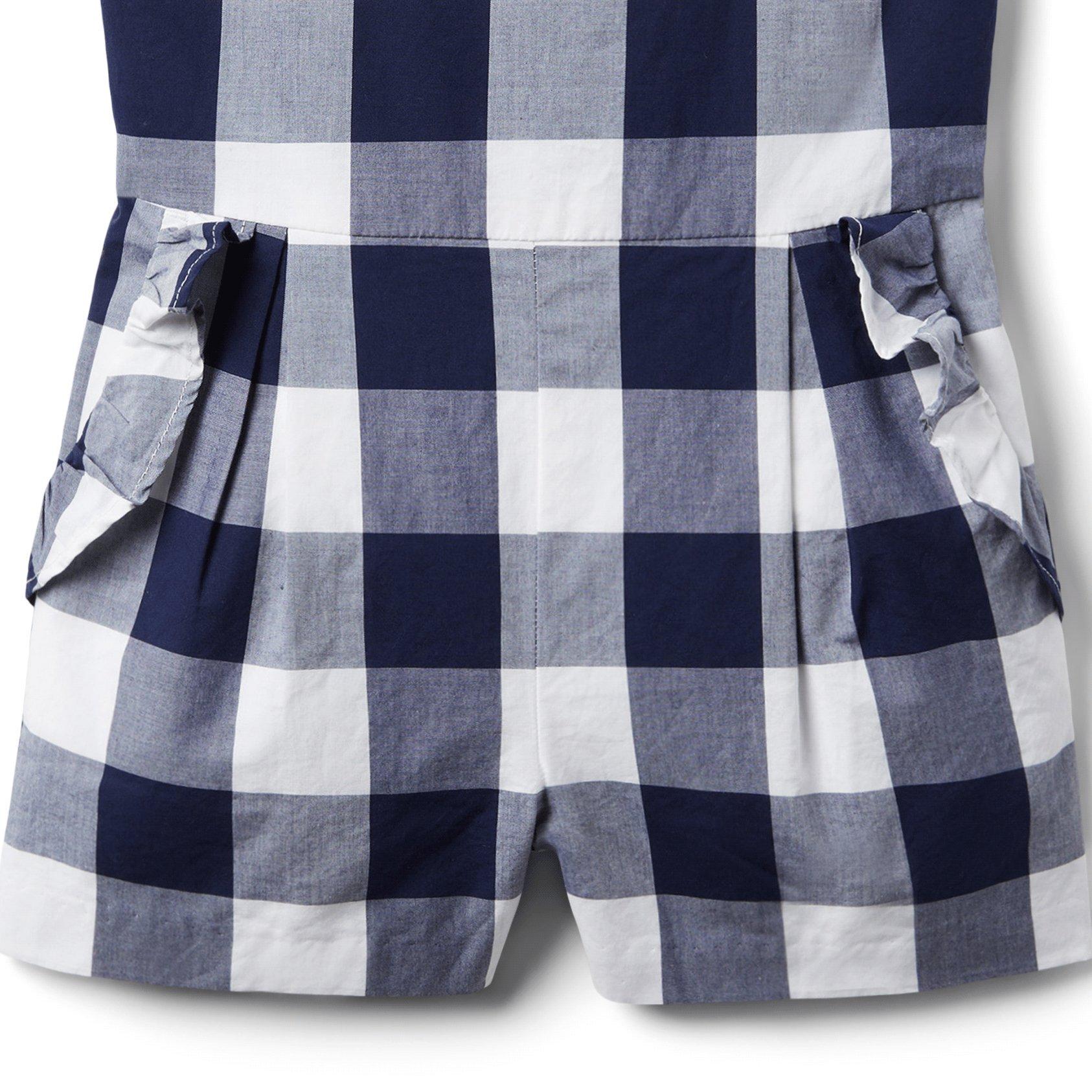 Gingham Flutter Sleeve Romper image number 1
