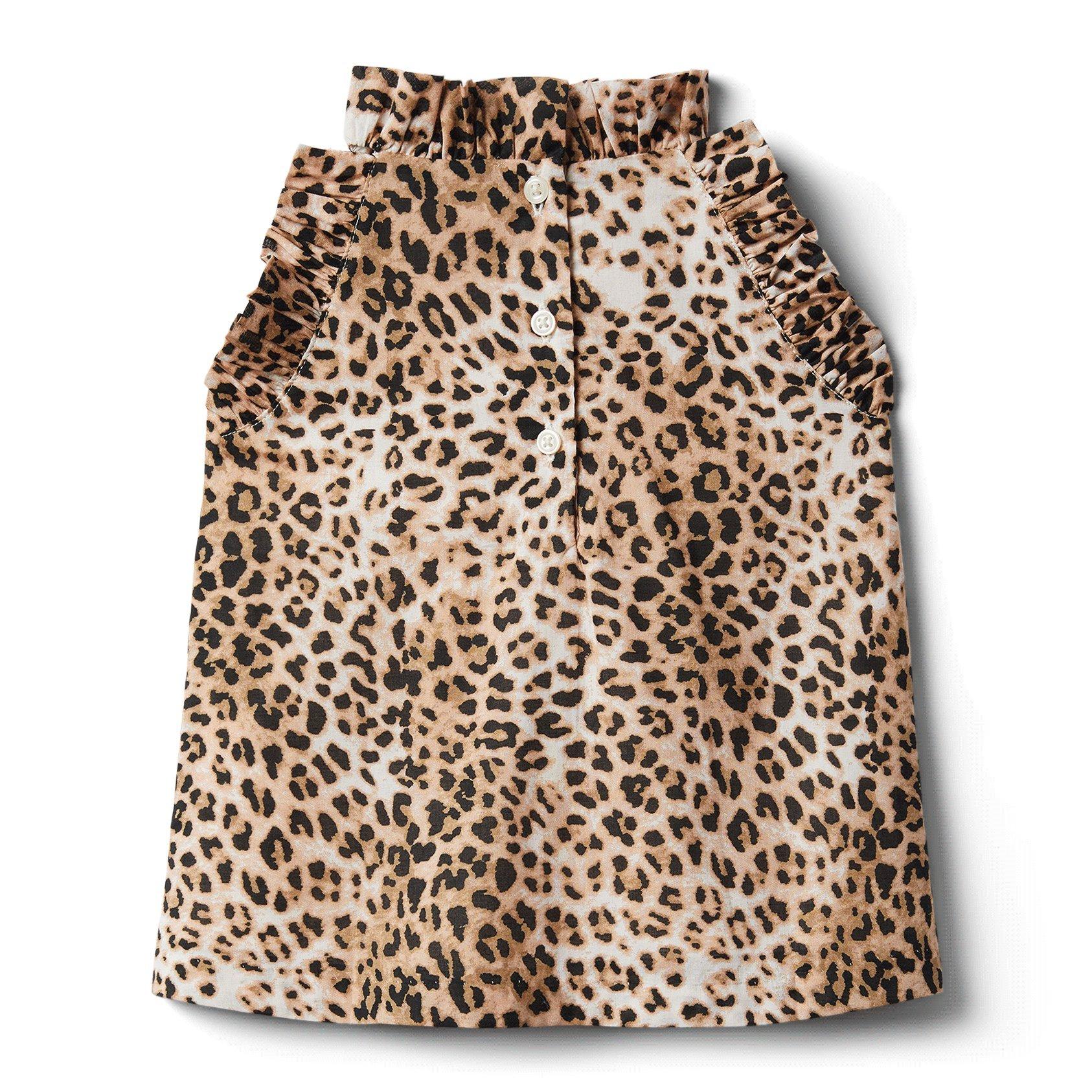 Leopard Print Ruffle Top image number 1