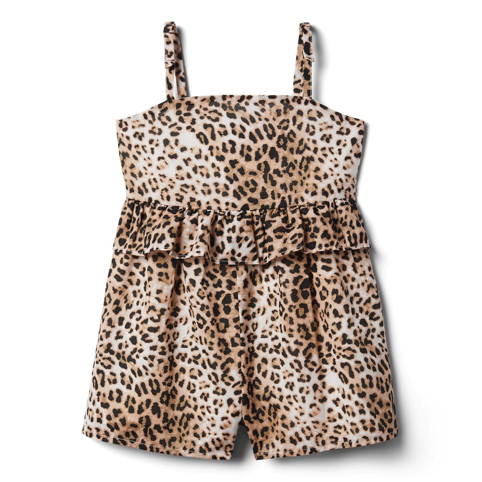 Leopard Print Peplum Romper  image number 0