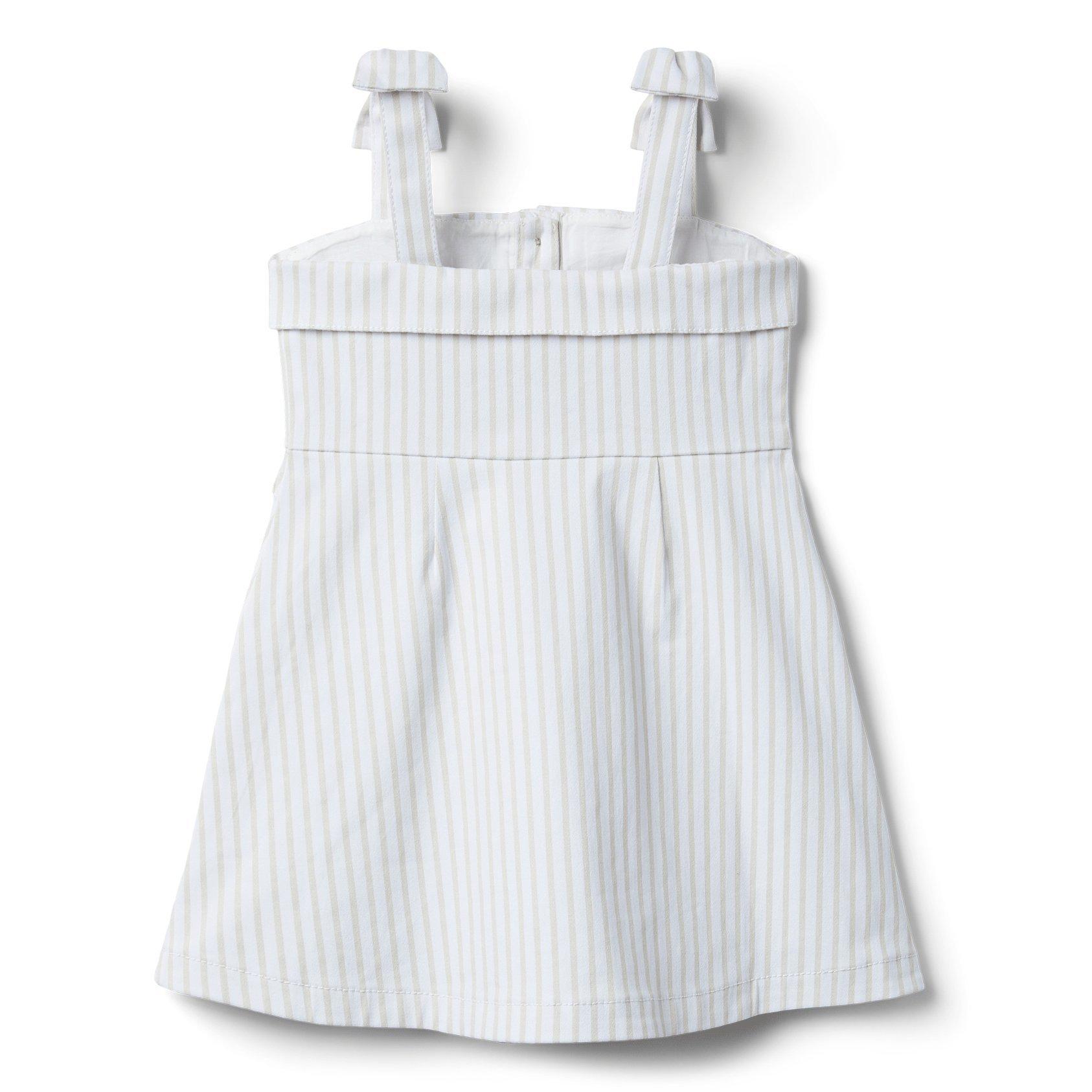 Striped Bow Strap Button Front Dress  image number 2