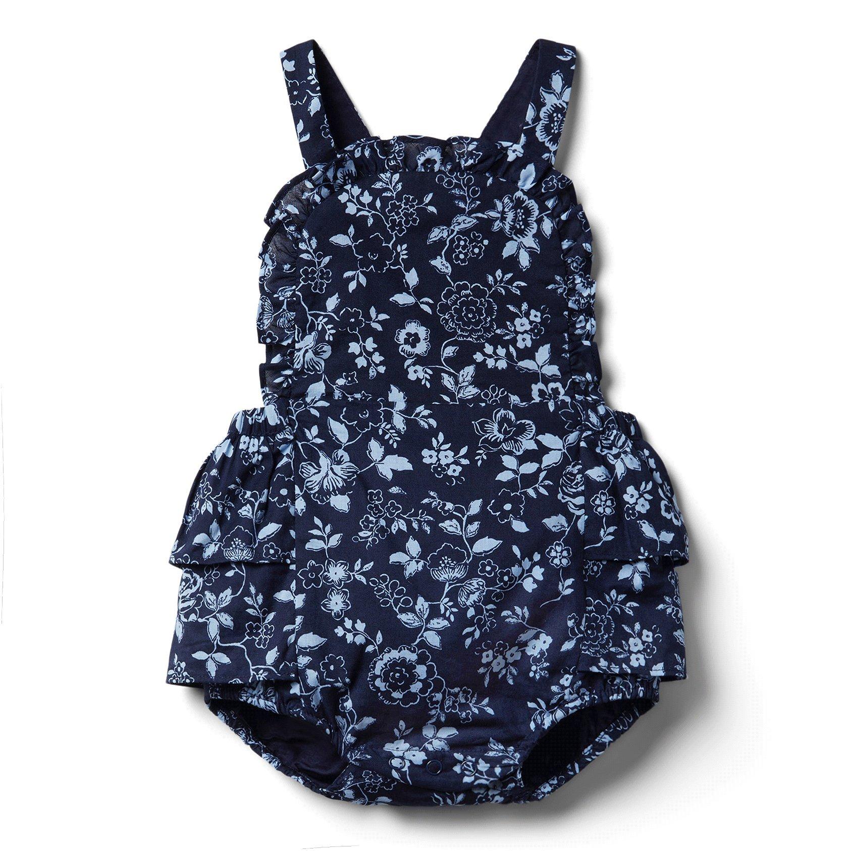 Baby Merchant Marine Floral Baby Floral Ruffle Shortall by