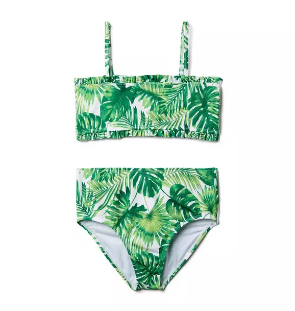 Tween Banana Leaf Green Palm Print Palm Scalloped 2-Piece Swimsuit by ...