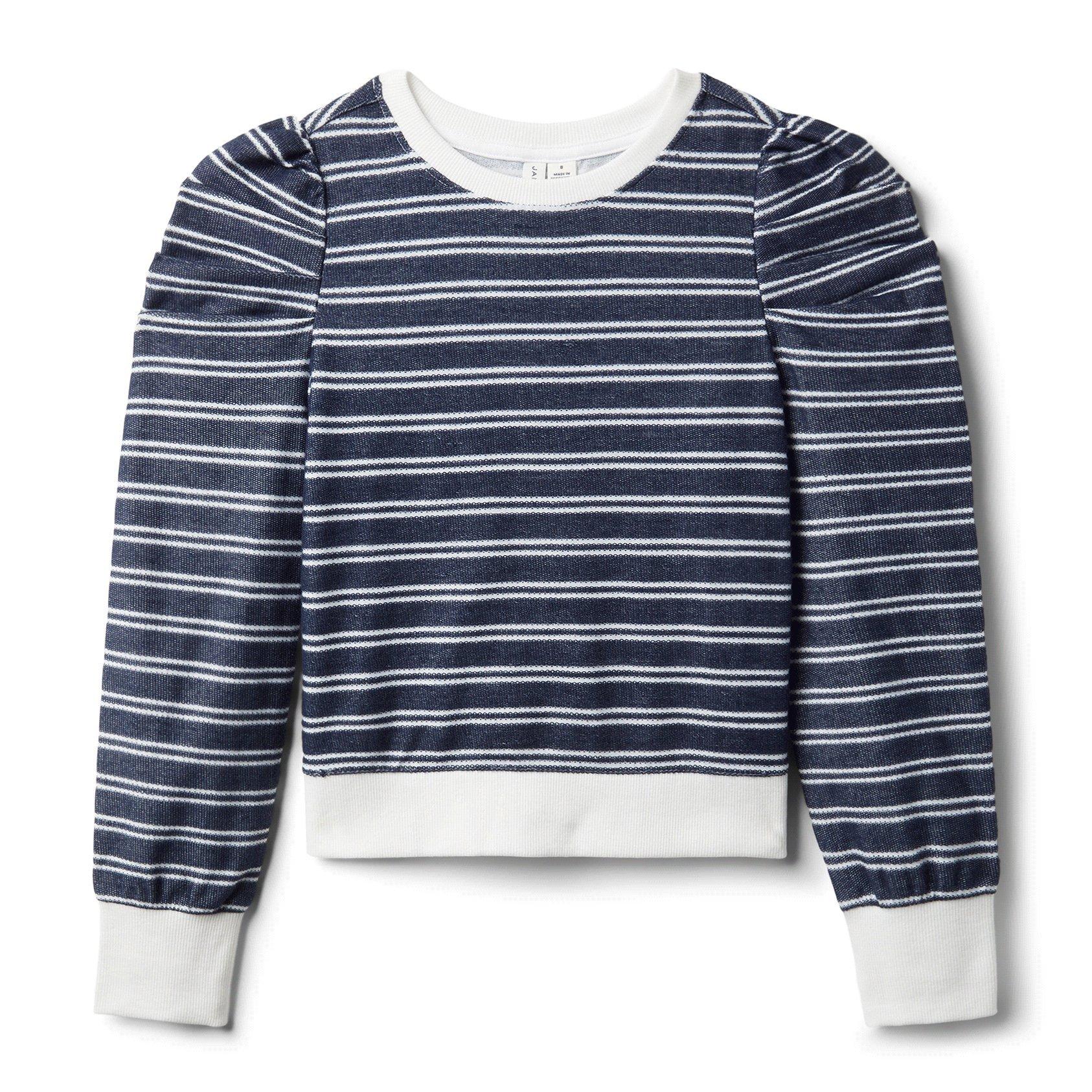Striped Textured Puff Sleeve Sweatshirt image number 0