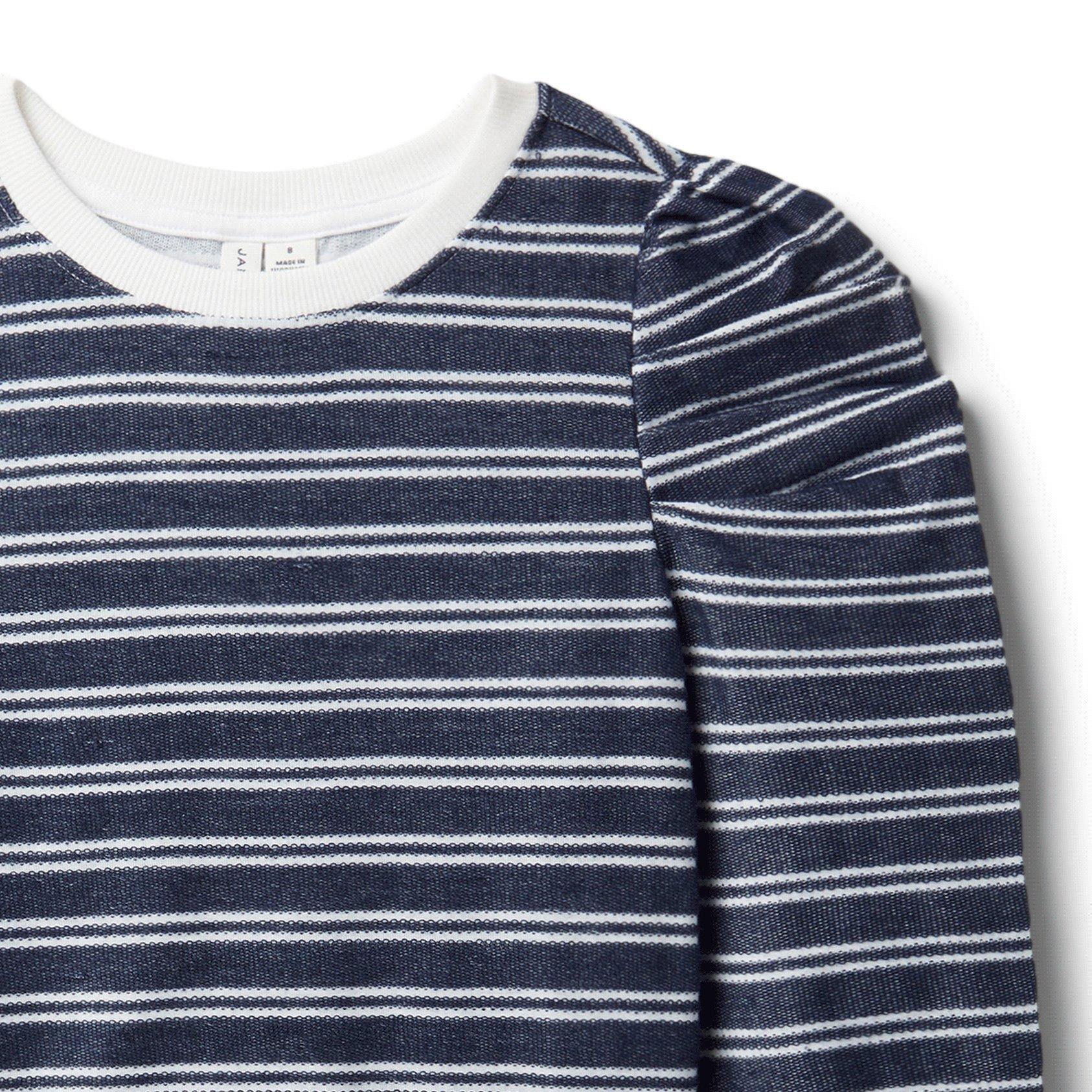 Striped Textured Puff Sleeve Sweatshirt image number 2