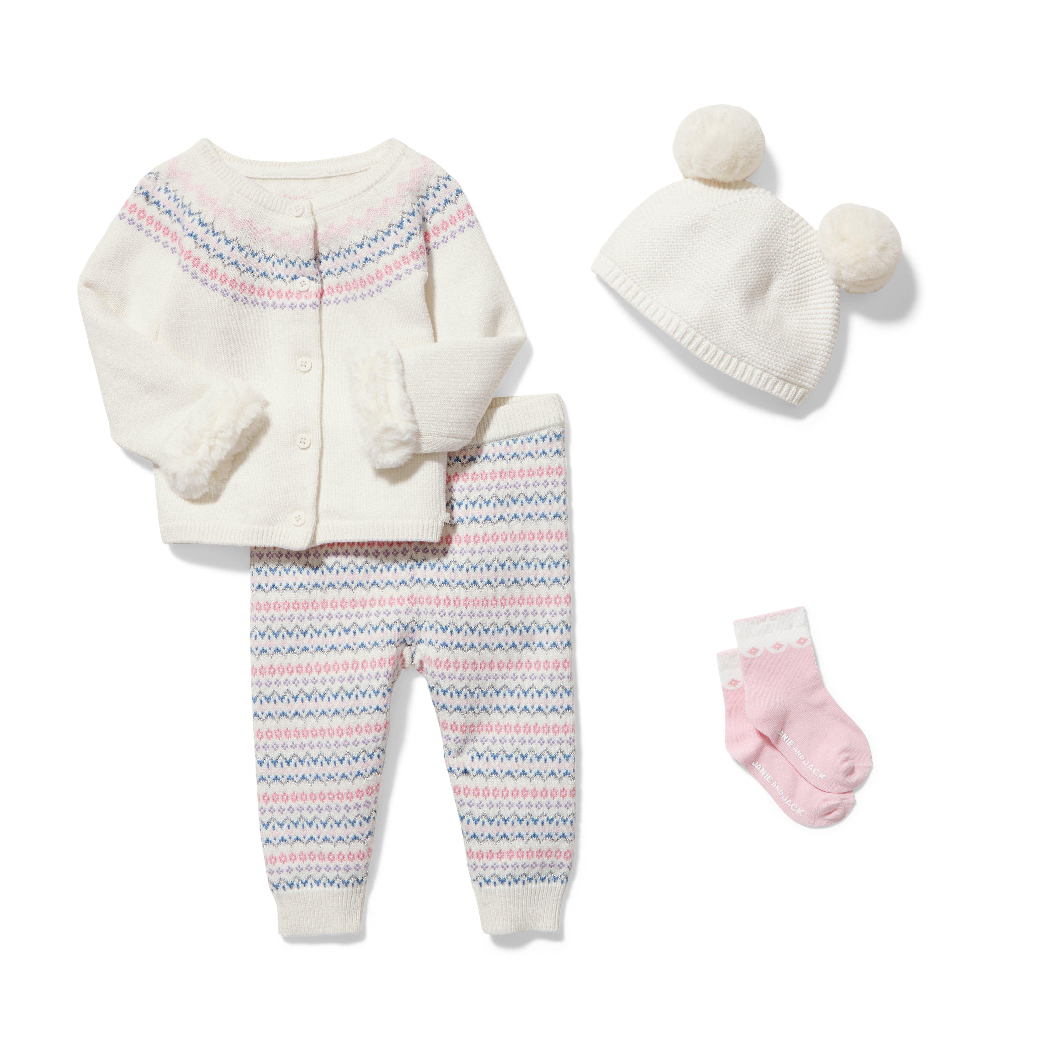 Baby 4-Piece Cream Fair Isle Gift Box image number 0