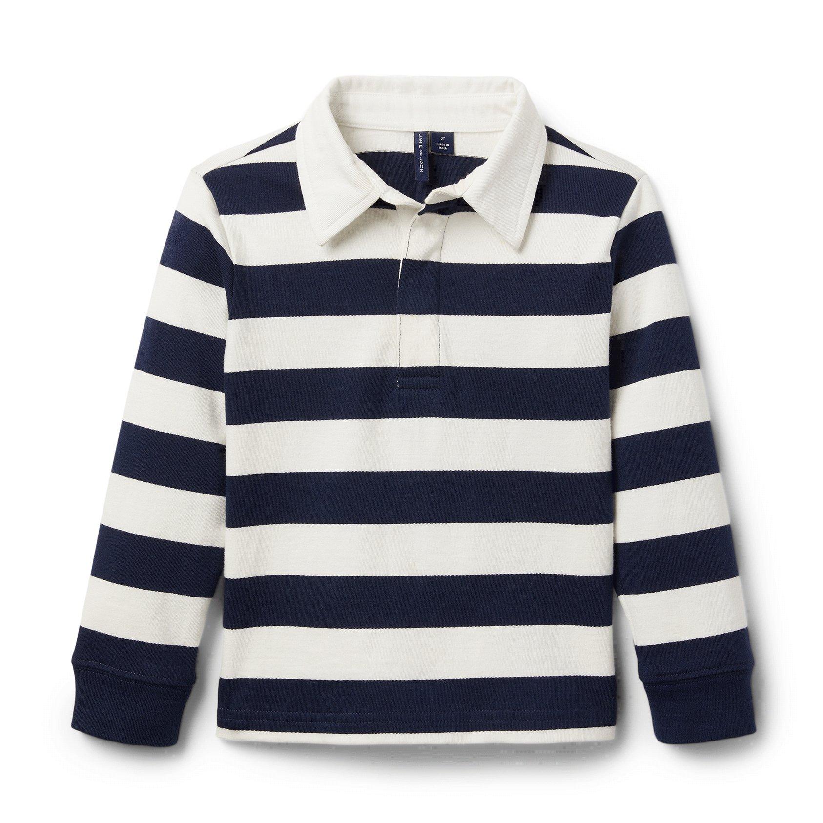 Boy Connor Navy Stripe Striped Rugby Shirt by Janie and Jack