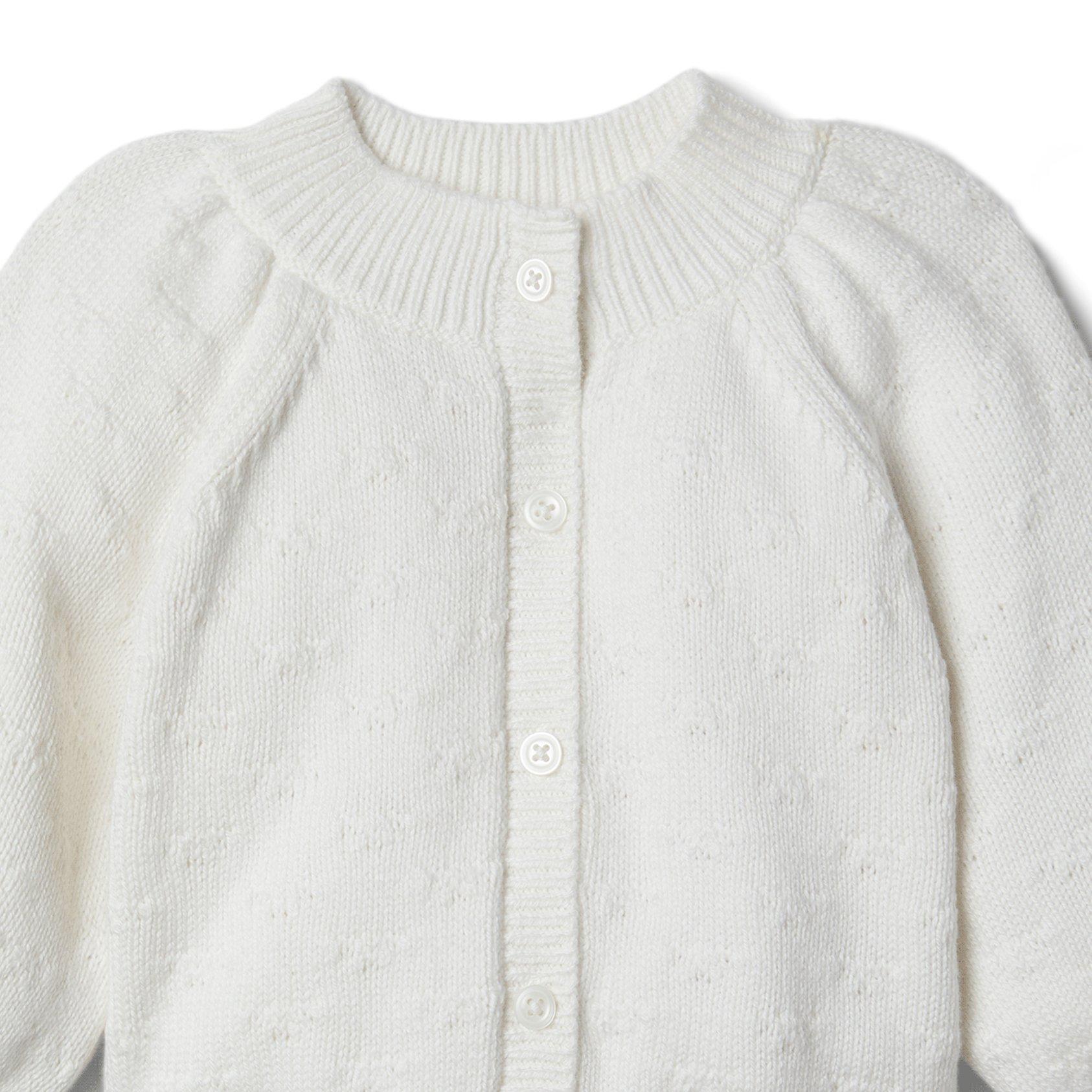 Baby Pointelle Puff Sleeve Cardigan image number 2